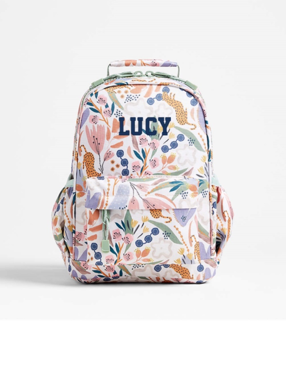 Crate and Kids Leopard Floral Small Kids Backpack with Side Pockets, Personalize